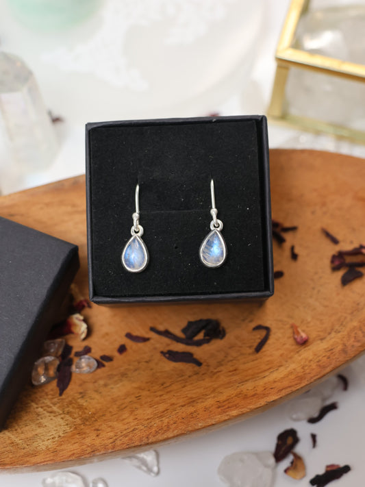 Mondstein Tropfenohrringe 925 Sterlingsilber