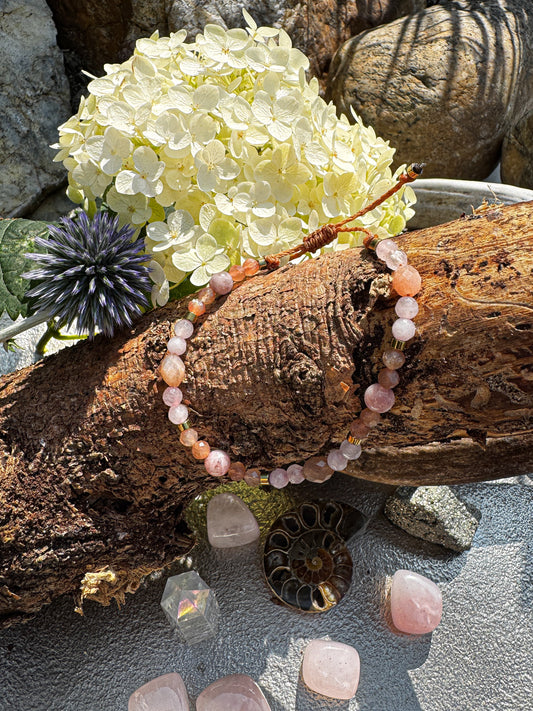 Sonnenstein & Rosenquarz Armband voller Wärme und Liebe