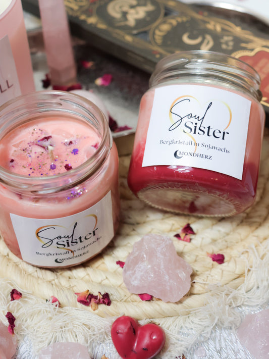 Kristallkerze Soul Sister mit Bergkristall