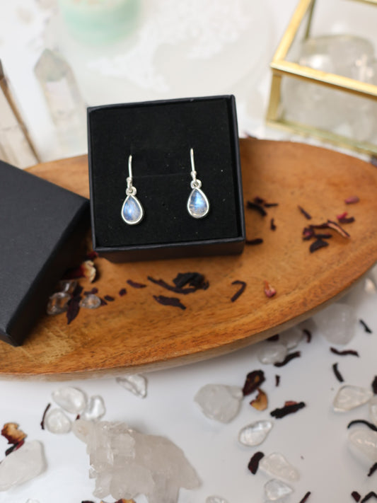 Mondstein Tropfenohrringe 925 Sterlingsilber