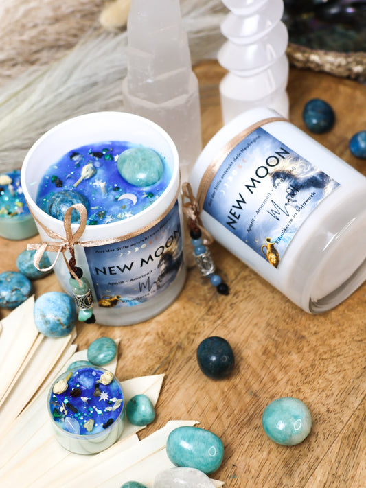 NEW MOON Kristallkerze mit Runenbotschaft