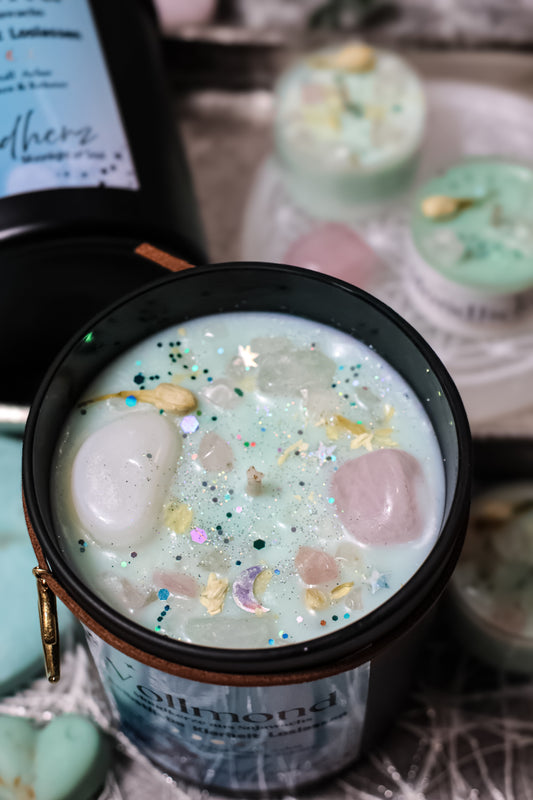 Vollmond Kristallkerze „Geborgenheit Selbstliebe Loslassen“