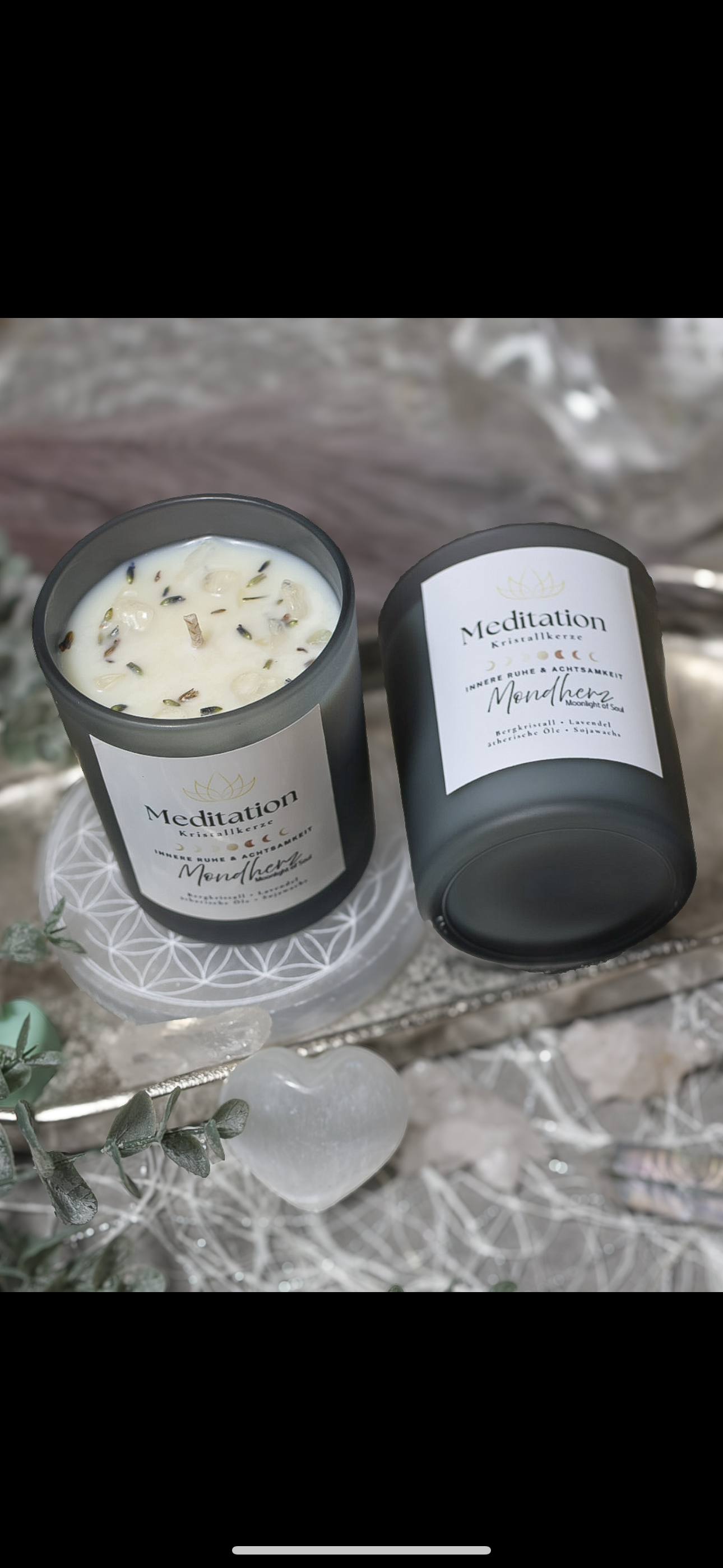 Kristallkerze MEDITATION innere Ruhe & Achtsamkeit