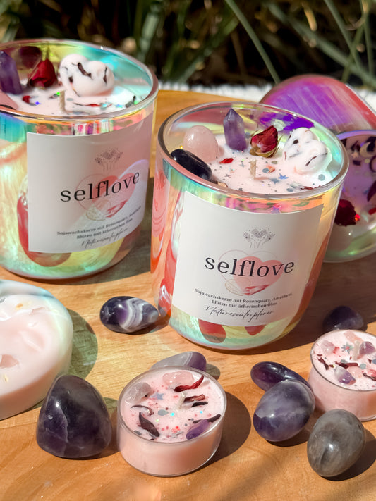 „selflove“ Edelsteinkerze Dein Ritual für mehr Selbstliebe & Harmonie