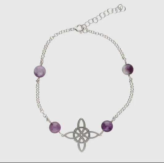 Hexenknoten-Armband aus 925 Sterlingsilber mit Amethyst