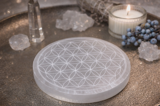 Selenitscheibe Blume des Lebens