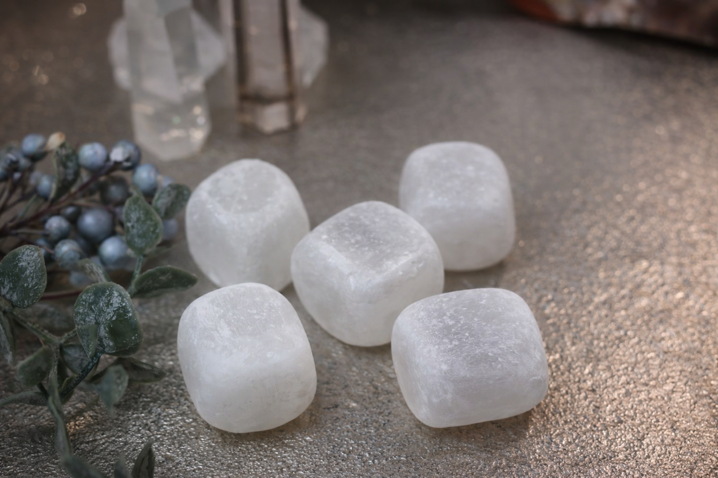 Selenit Handschmeichler |                 Trommelstein