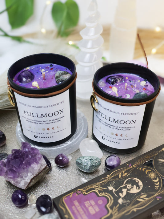 Ritualkerze Vollmond Kristallkerze Fullmoon 